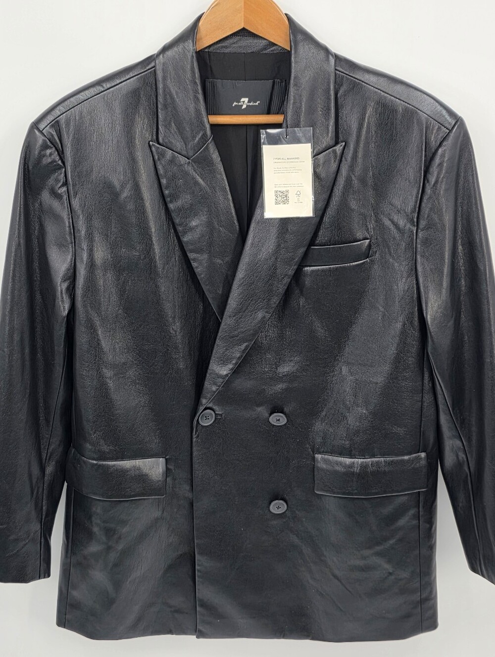 NEW 7 For All Mankind Faux Leather Jacket Women's Black Small S $398
